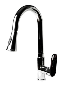 ALFI brand 1.8 GPM Lever Gooseneck Spout Touch Kitchen Faucet, Modern, Gray, Pull Down, Polished Chrome, ABKF3480-PC