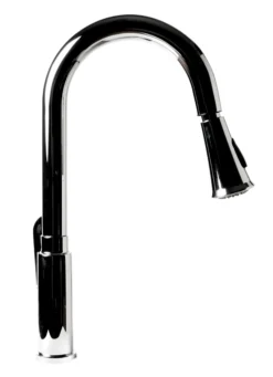 ALFI brand 1.8 GPM Lever Gooseneck Spout Touch Kitchen Faucet, Modern, Gray, Pull Down, Polished Chrome, ABKF3480-PC