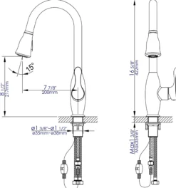 ALFI brand 1.8 GPM Lever Gooseneck Spout Touch Kitchen Faucet, Gray, Pull Down, Brushed Nickel, Traditional, ABKF3783-BN