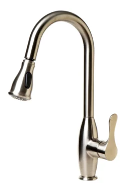 ALFI brand 1.8 GPM Lever Gooseneck Spout Touch Kitchen Faucet, Gray, Pull Down, Brushed Nickel, Traditional, ABKF3783-BN