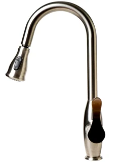 ALFI brand 1.8 GPM Lever Gooseneck Spout Touch Kitchen Faucet, Gray, Pull Down, Brushed Nickel, Traditional, ABKF3783-BN