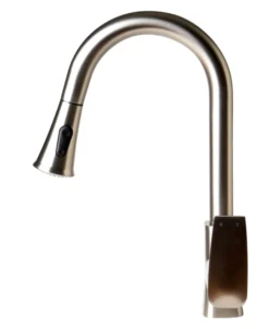 ALFI brand 1.8 GPM Lever Gooseneck Spout Touch Kitchen Faucet, Modern, Gray, Pull Down, Brushed Nickel, ABKF3889-BN