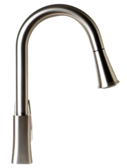 ALFI brand 1.8 GPM Lever Gooseneck Spout Touch Kitchen Faucet, Modern, Gray, Pull Down, Brushed Nickel, ABKF3889-BN
