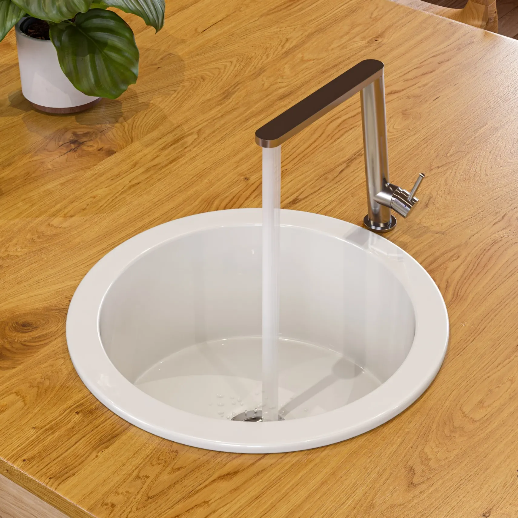ALFI brand 19" Round Fireclay Bar/Prep Sink, White, ABF1818R-W