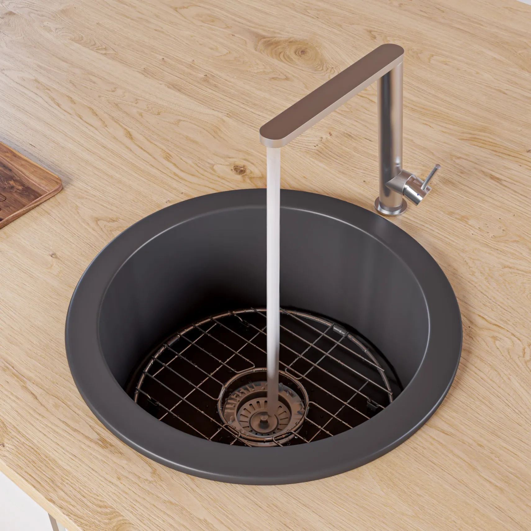 ALFI brand 19" Round Fireclay Bar/Prep Sink, Black Matte, ABF1818R-BM