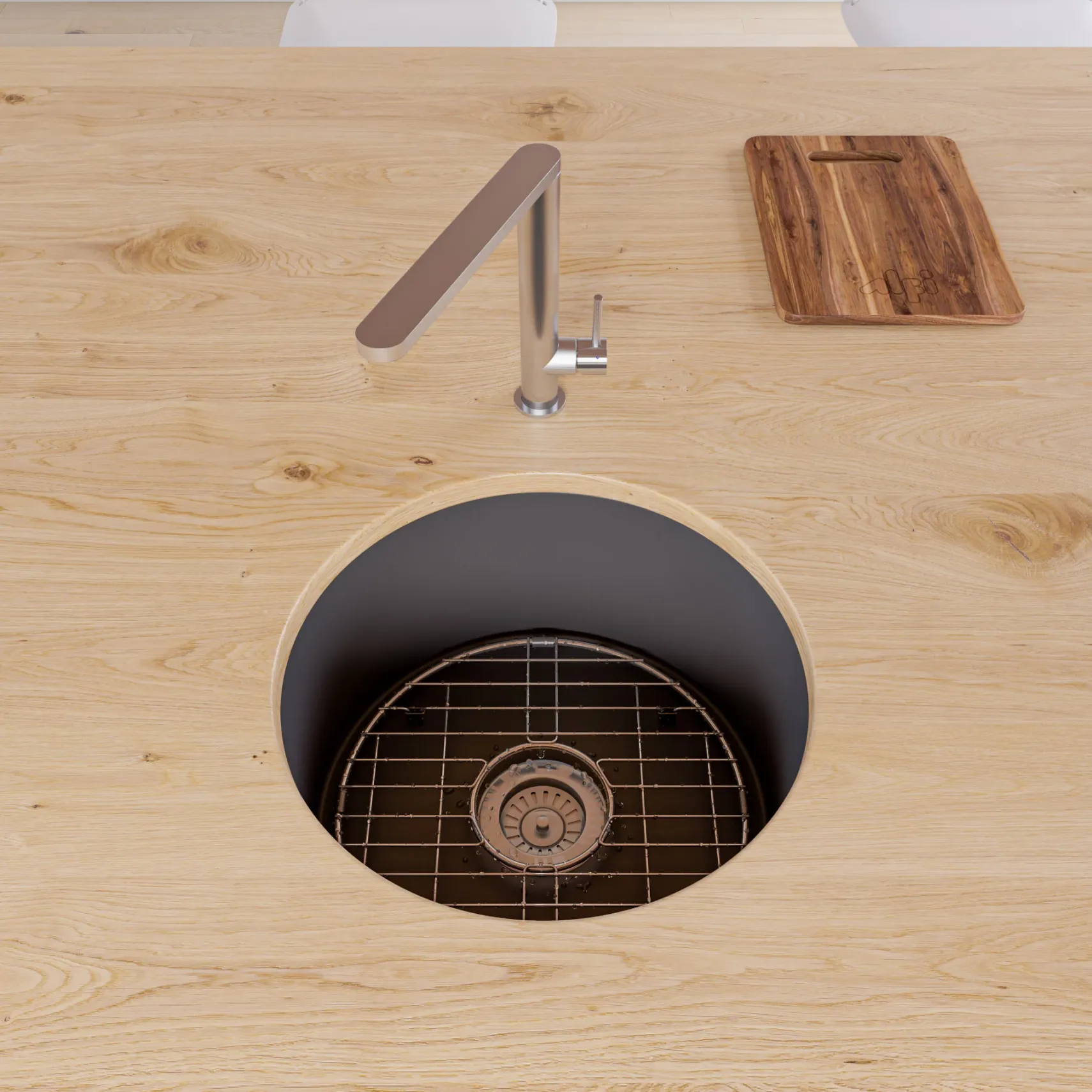 ALFI brand 19" Round Fireclay Bar/Prep Sink, Black Matte, ABF1818R-BM