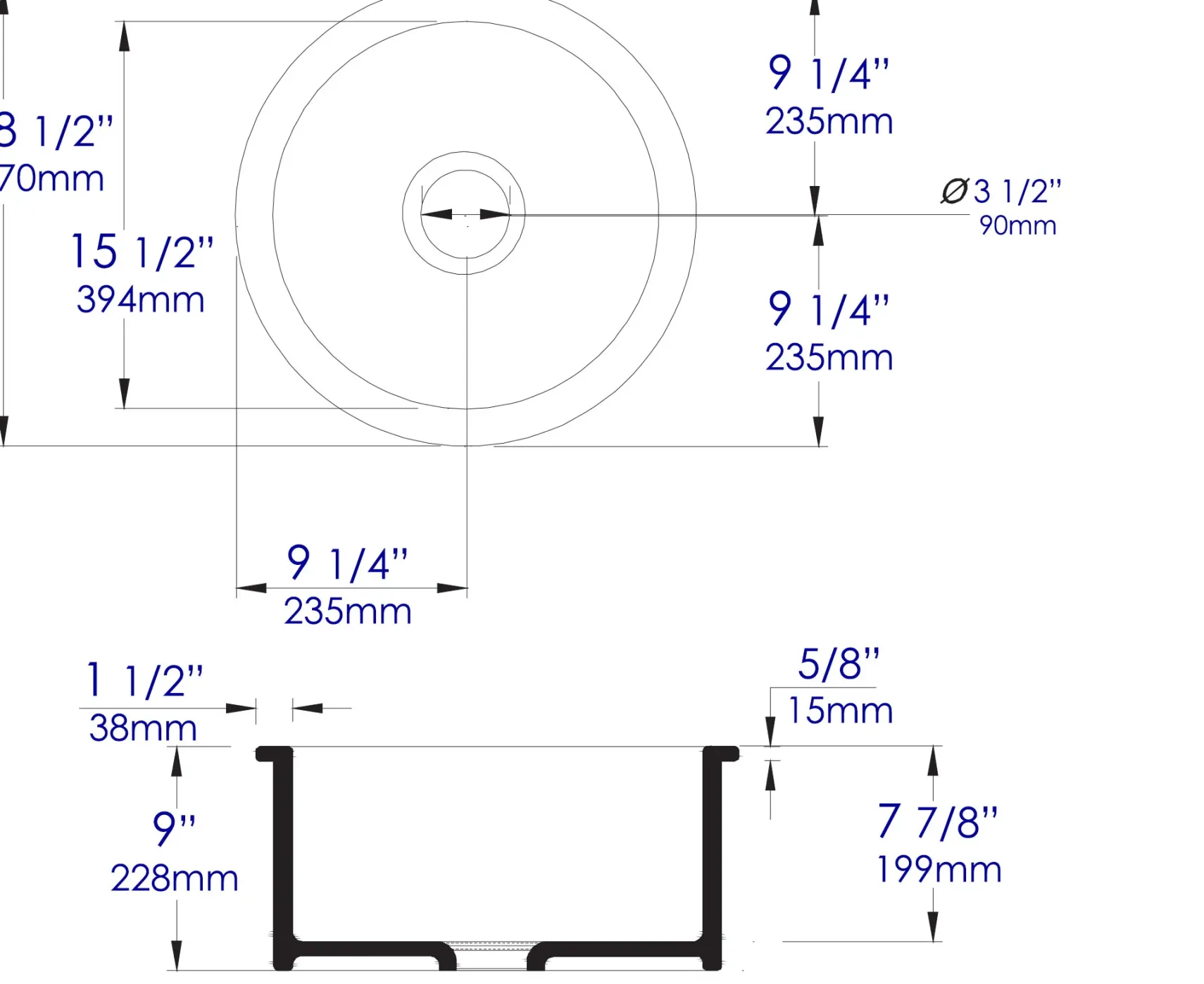 ALFI brand 19" Round Fireclay Bar/Prep Sink, Gray Matte, ABF1818R-GM