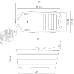 ALFI brand 57" Rubber Wood Free Standing Oval Soaking Bathtub, Natural Wood, AB1187
