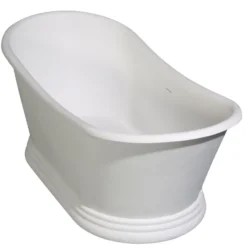 ALFI brand 63" Solid Surface Resin Free Standing Oval Bathtub, White Matte, AB9950