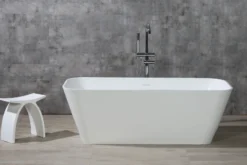 ALFI brand 68" Solid Surface Smooth Resin Free Standing Rectangle Soaking Bathtub, White Matte, AB9952