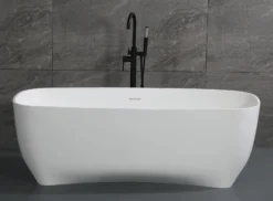 ALFI brand 68" Solid Surface Resin Free Standing Rectangle Bathtub, White Matte, AB9980