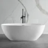 ALFI brand 59" Solid Surface Resin Free Standing Oval Soaking Bathtub, White, AB9975