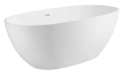 ALFI brand 59" Solid Surface Resin Free Standing Oval Soaking Bathtub, White, AB9975