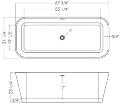 ALFI brand 68" Solid Surface Resin Free Standing Rectangle Soaking Bathtub, Black & White, AB9952BM