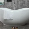 ALFI brand 66" Solid Surface Smooth Resin Free Standing Oval Soaking Bathtub, White Matte, AB9949