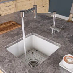 ALFI brand 18" Square Fireclay Bar/Prep Sink, Gray Matte, ABF1818S-GM