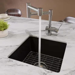 ALFI brand 18" Square Fireclay Bar/Prep Sink, Black Matte, ABF1818S-BM