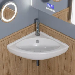 ALFI brand 22" x 18.63" Oval Wall Mount Porcelain Bathroom Sink, White, 1 Faucet Hole, ABC120