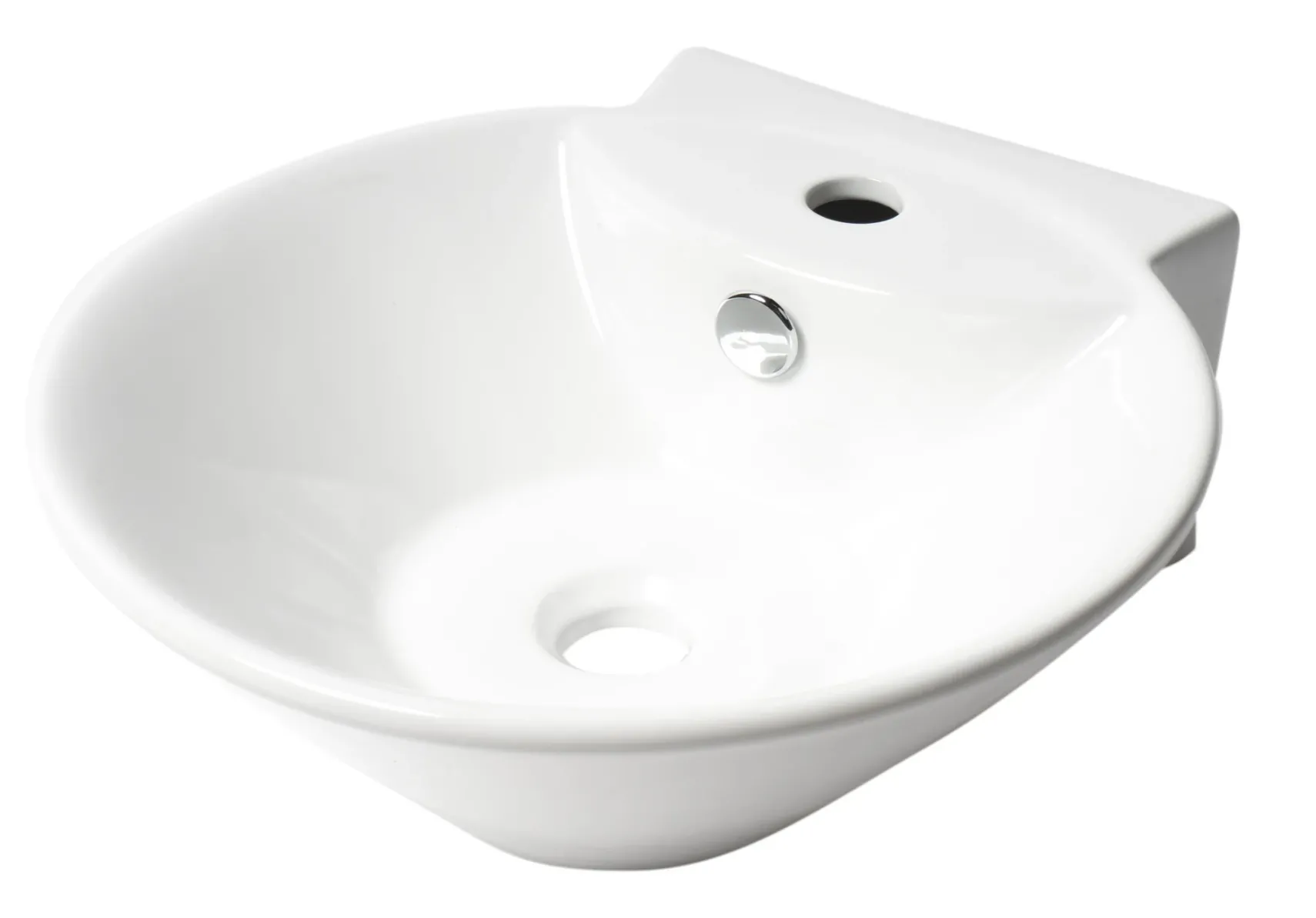 ALFI brand 16.38" x 16.88" Oval Wall Mount Porcelain Bathroom Sink, White, 1 Faucet Hole, ABC113