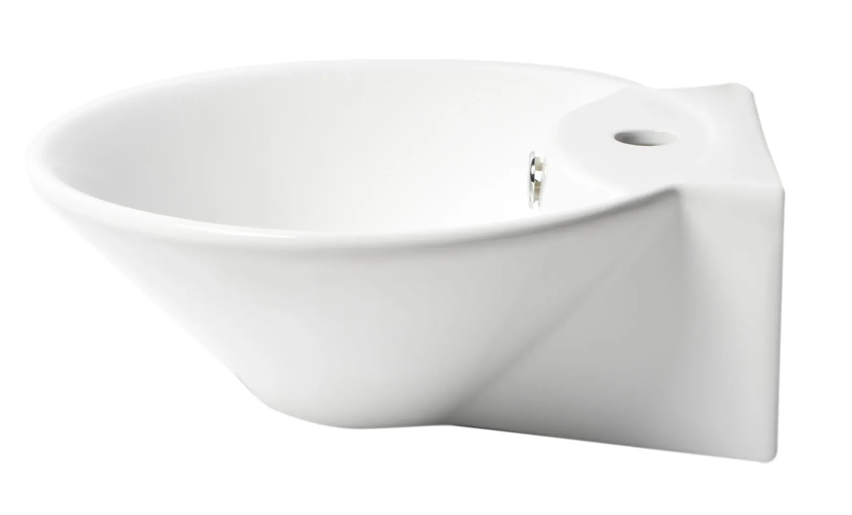 ALFI brand 16.38" x 16.88" Oval Wall Mount Porcelain Bathroom Sink, White, 1 Faucet Hole, ABC113