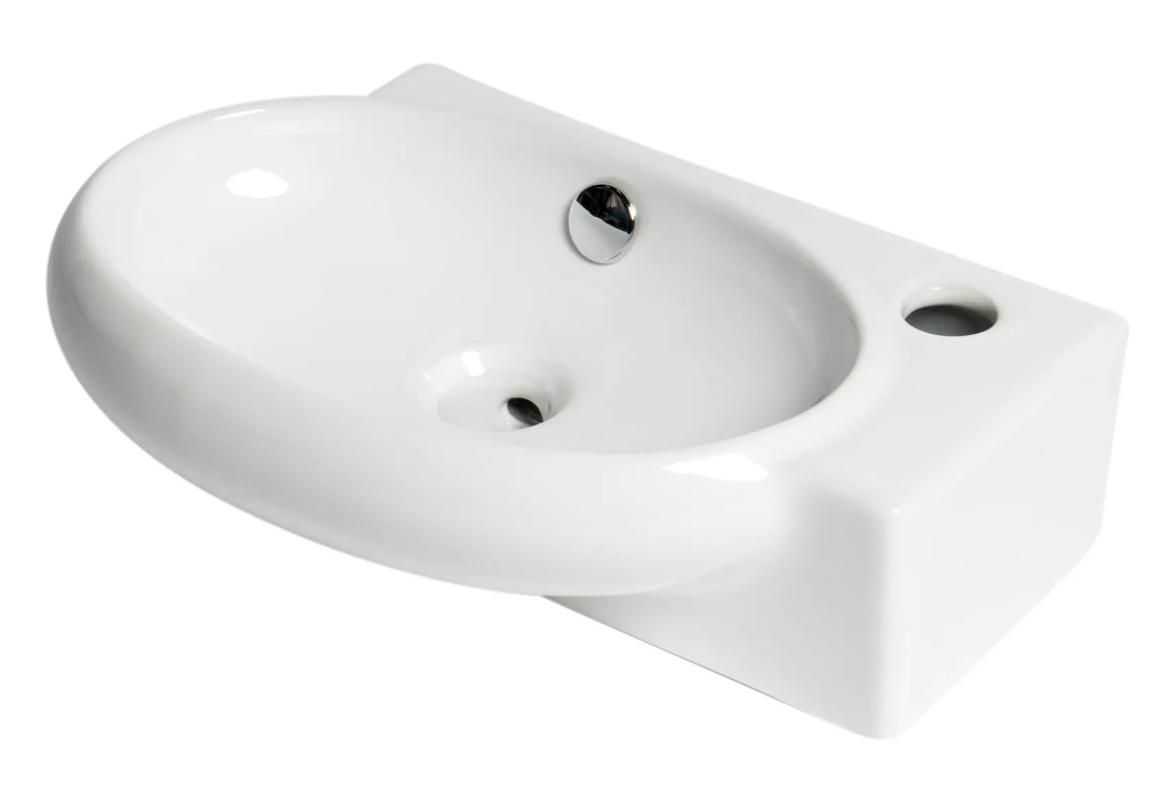 ALFI brand 16.75" x 10.38" Oval Wall Mount Porcelain Bathroom Sink, White, 1 Faucet Hole, ABC117