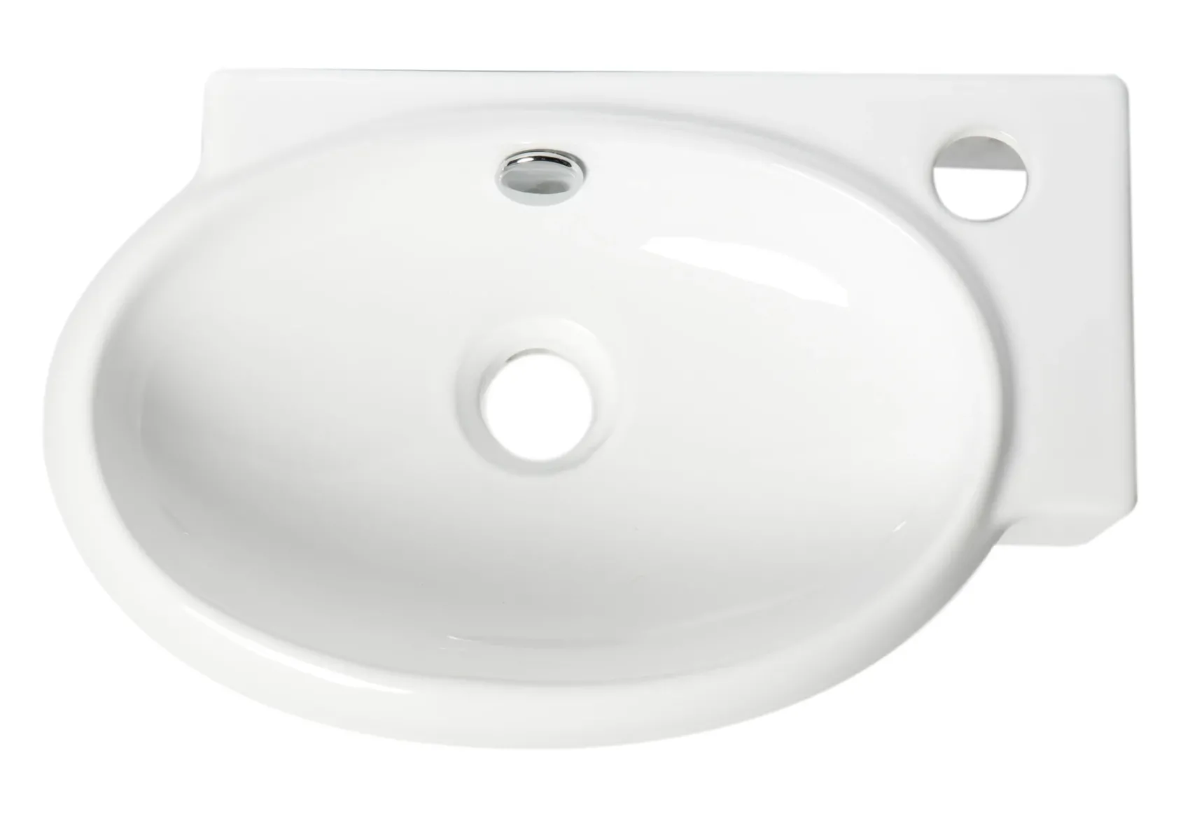 ALFI brand 16.75" x 10.38" Oval Wall Mount Porcelain Bathroom Sink, White, 1 Faucet Hole, ABC117