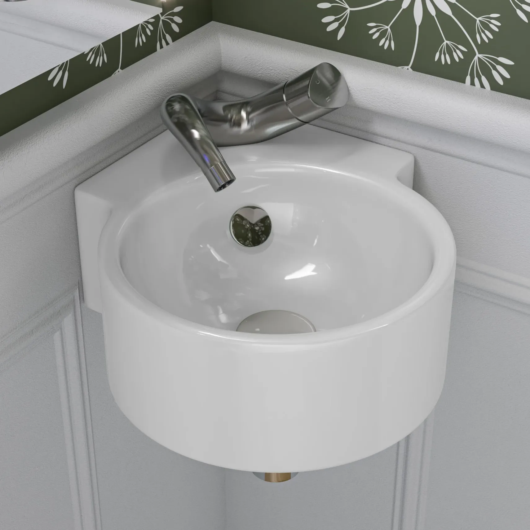 ALFI brand 17.38" x 12" Oval Wall Mount Porcelain Bathroom Sink, White, 1 Faucet Hole, ABC121