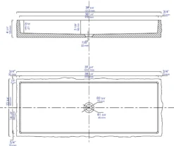 ALFI brand 39.6" x 15.6" Rectangle Above Mount or Semi Recessed Concrete Bathroom Sink, Gray Matte, No Faucet Hole, ABCO39TR