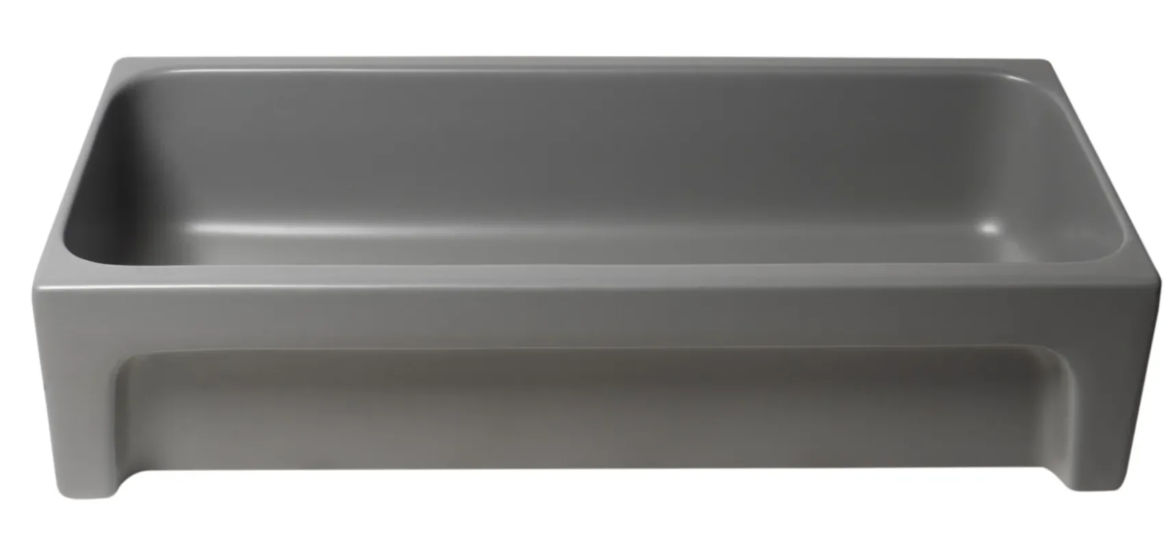ALFI brand 35.5" x 17.75" Rectangle Above Mount or Semi Recessed Fireclay Bathroom Sink, Gray Matte, No Faucet Hole, AB36TRGM