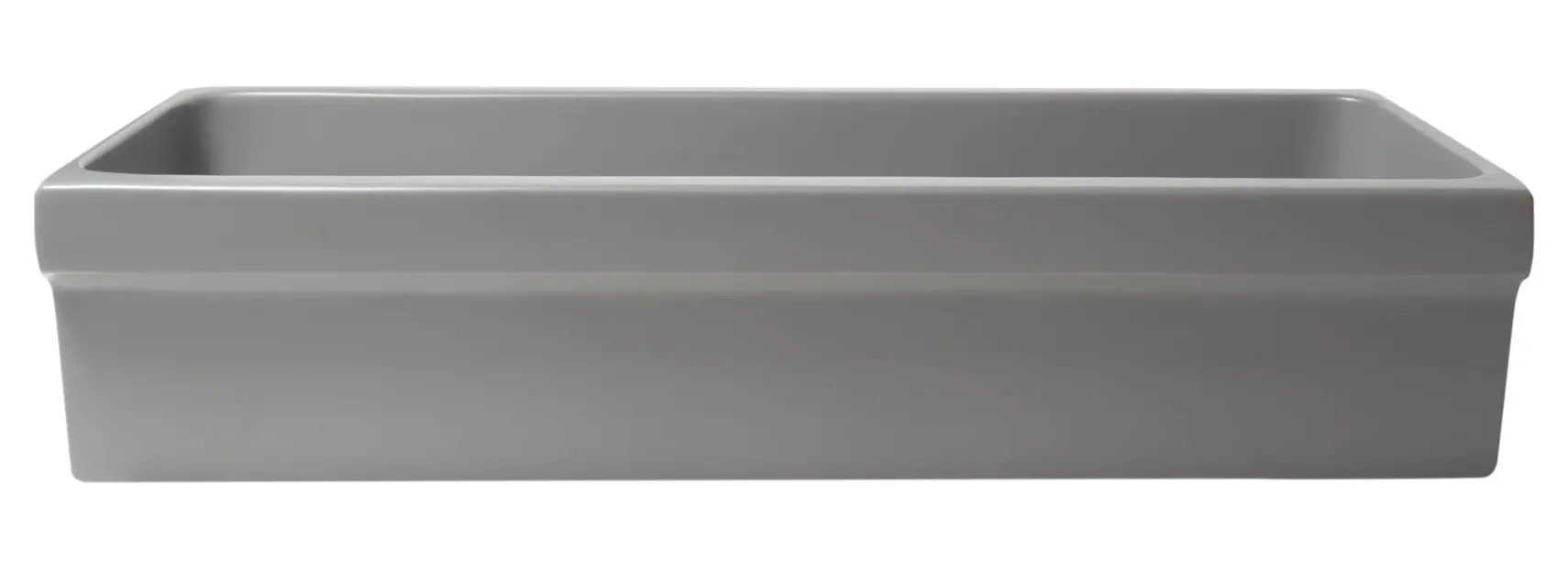 ALFI brand 35.5" x 17.75" Rectangle Above Mount or Semi Recessed Fireclay Bathroom Sink, Gray Matte, No Faucet Hole, AB36TRGM
