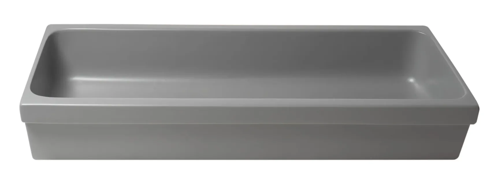 ALFI brand 47.4" x 17.75" Rectangle Above Mount or Semi Recessed Fireclay Bathroom Sink, Gray Matte, No Faucet Hole, AB48TRGM
