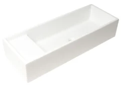 ALFI brand 39.4" x 14.6" Rectangle Above Mount or Semi Recessed Fireclay Bathroom Sink, White, No Faucet Hole, AB39TR