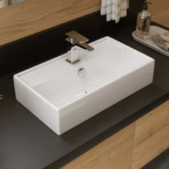 ALFI brand 21.38" x 12.25" Rectangle Wall Mount Porcelain Bathroom Sink, White, 1 Faucet Hole, ABC122
