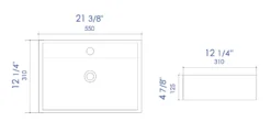 ALFI brand 21.38" x 12.25" Rectangle Wall Mount Porcelain Bathroom Sink, White, 1 Faucet Hole, ABC122