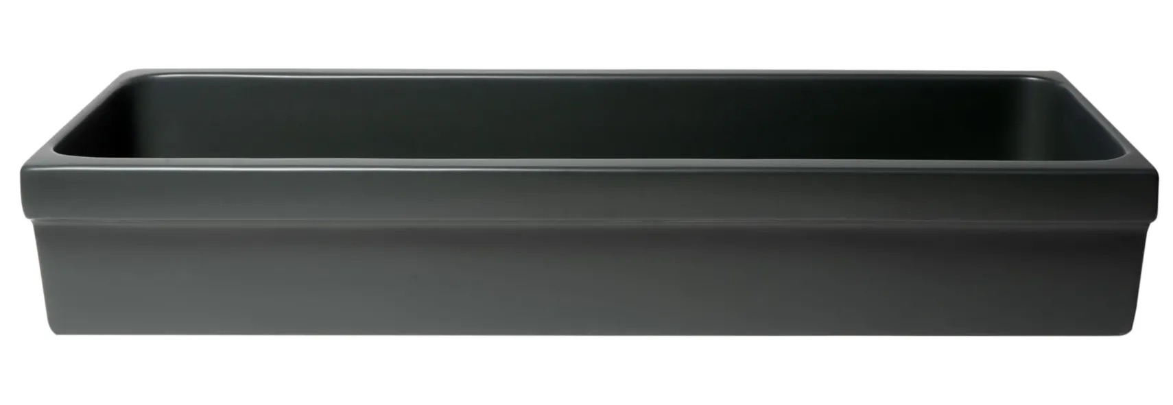 ALFI brand 47.4" x 17.75" Rectangle Above Mount or Semi Recessed Fireclay Bathroom Sink, Black Matte, No Faucet Hole, AB48TRBM