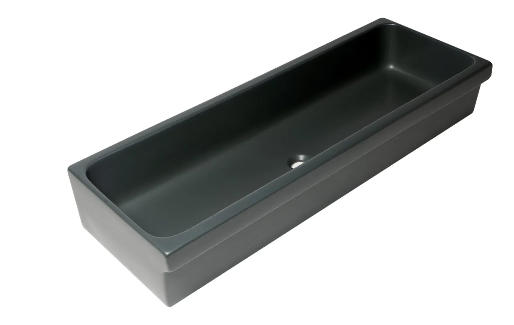 ALFI brand 47.4" x 17.75" Rectangle Above Mount or Semi Recessed Fireclay Bathroom Sink, Black Matte, No Faucet Hole, AB48TRBM