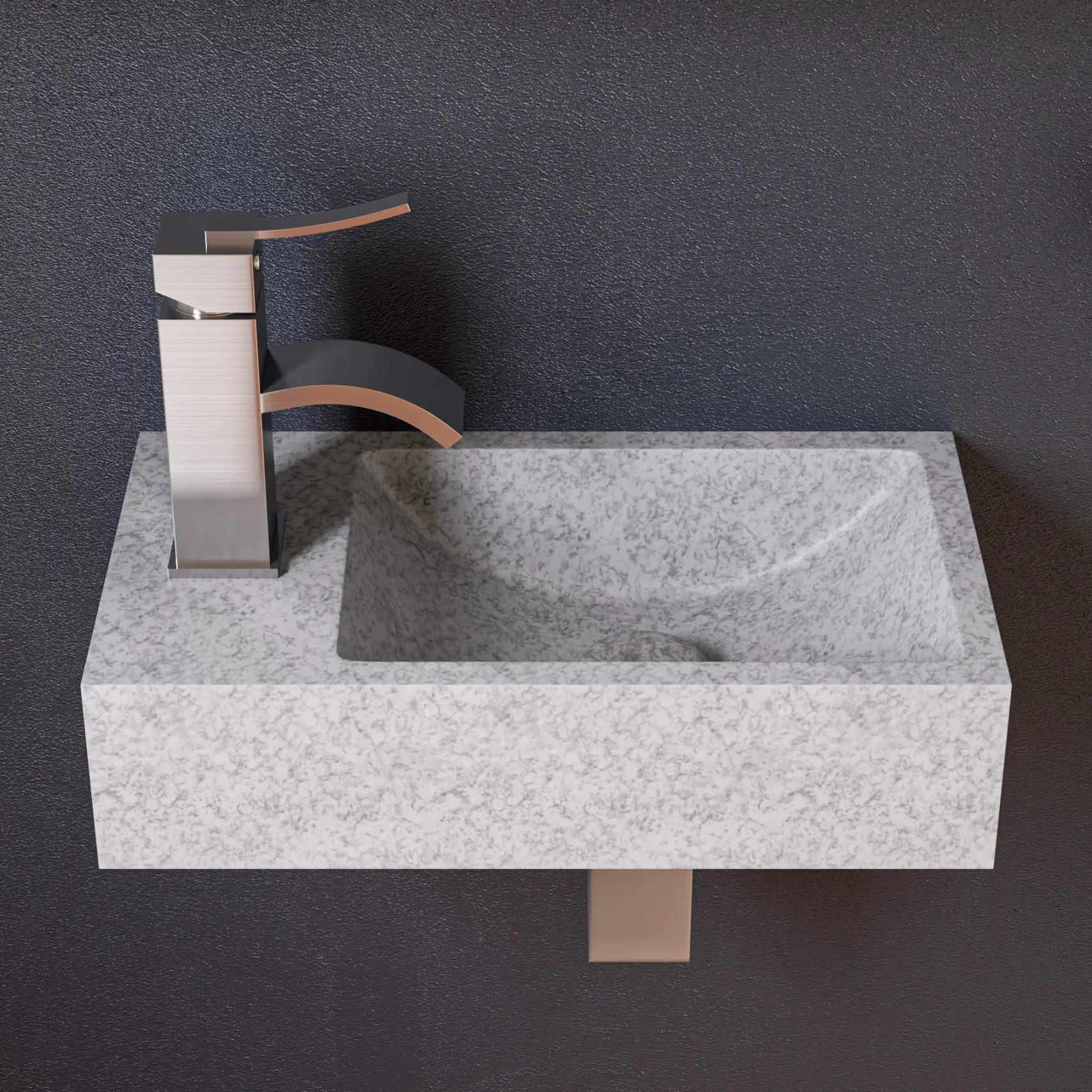 ALFI brand 15.75" x 8.66" Rectangle Wall Mount Concrete Bathroom Sink, Gray Matte, 1 Faucet Hole, ABCO108