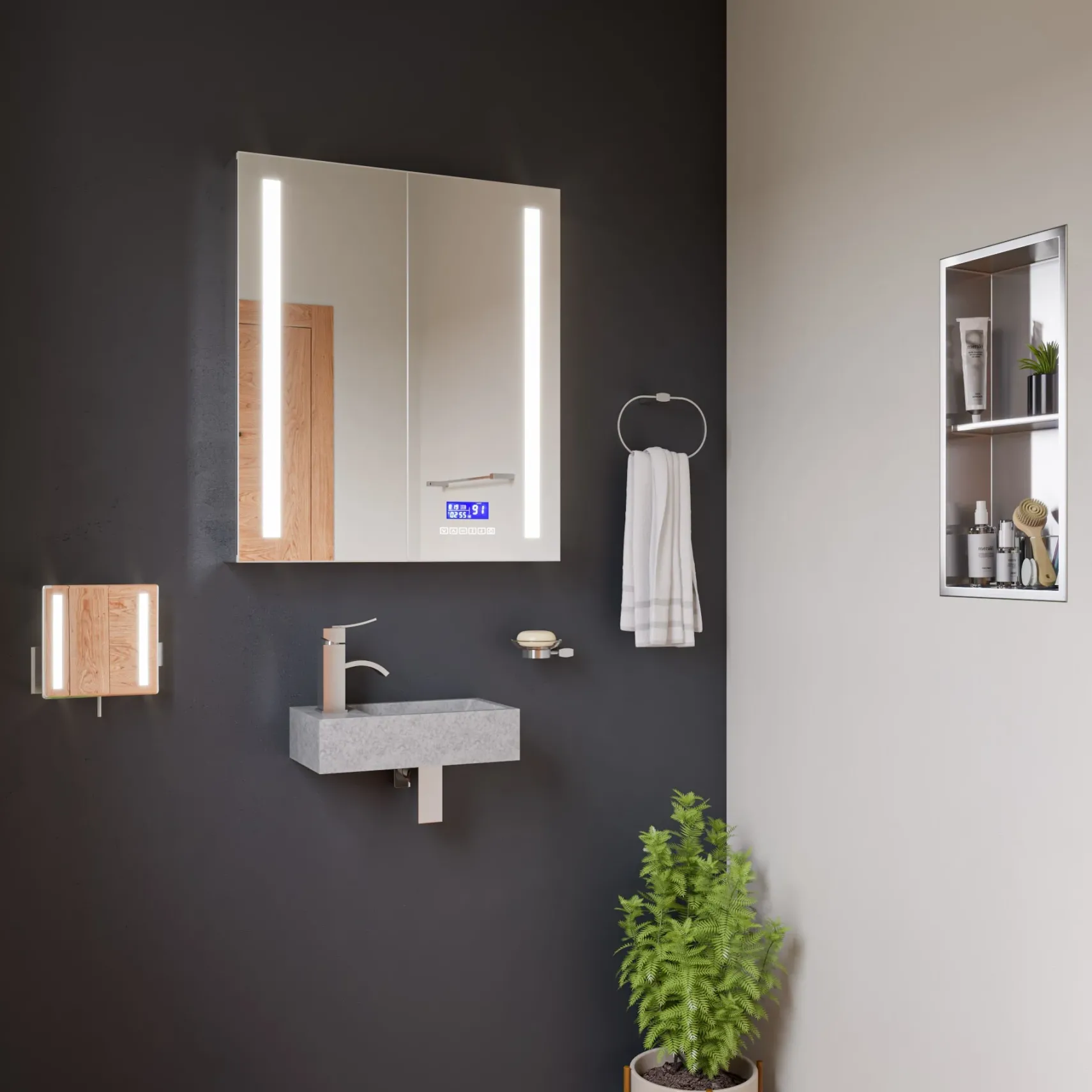 ALFI brand 15.75" x 8.66" Rectangle Wall Mount Concrete Bathroom Sink, Gray Matte, 1 Faucet Hole, ABCO108