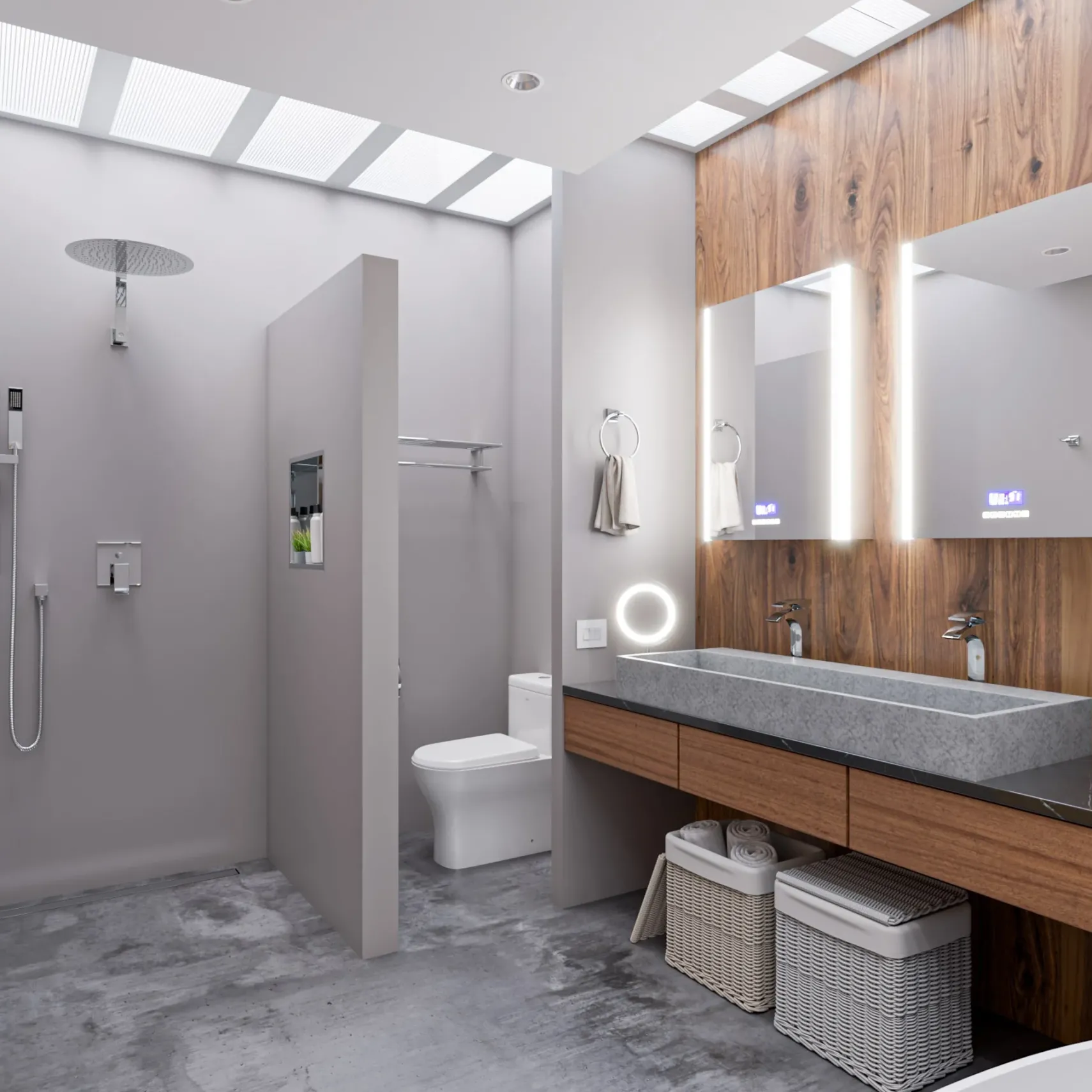 ALFI brand 48" x 18" Rectangle Above Mount or Semi Recessed Concrete Bathroom Sink, Gray Matte, No Faucet Hole, ABCO48TR