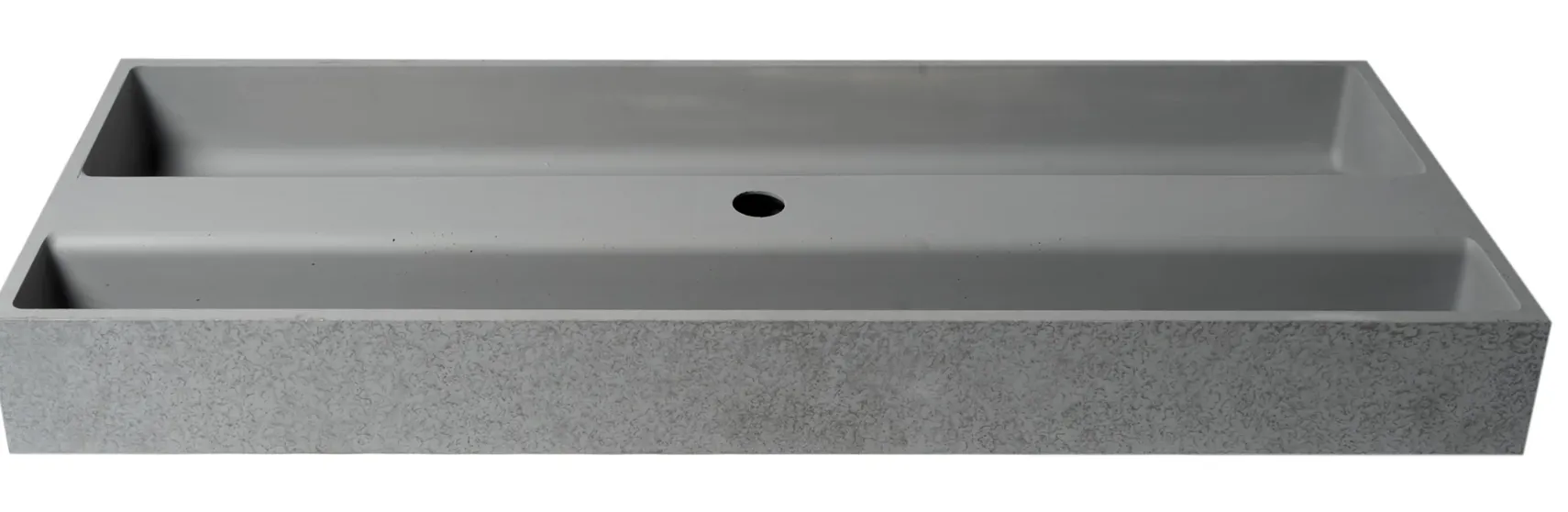 ALFI brand 48" x 18" Rectangle Above Mount or Semi Recessed Concrete Bathroom Sink, Gray Matte, No Faucet Hole, ABCO48TR