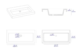 ALFI brand 39.25" x 18.5" Rectangle Above Mount or Semi Recessed Concrete Bathroom Sink, Gray Matte, No Faucet Hole, ABCO40TR