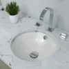 ALFI brand 16.88" x 16.88" Round Under Mount Porcelain Bathroom Sink, White, No Faucet Hole, ABC601