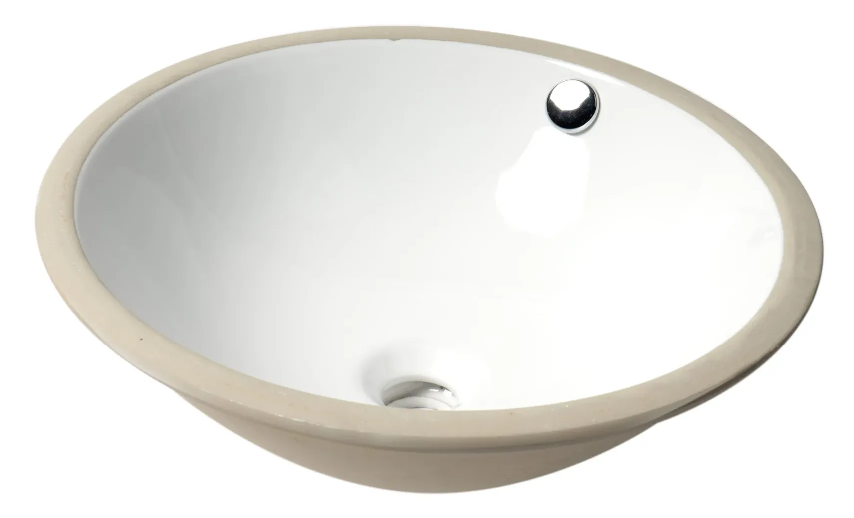 ALFI brand 16.88" x 16.88" Round Under Mount Porcelain Bathroom Sink, White, No Faucet Hole, ABC601