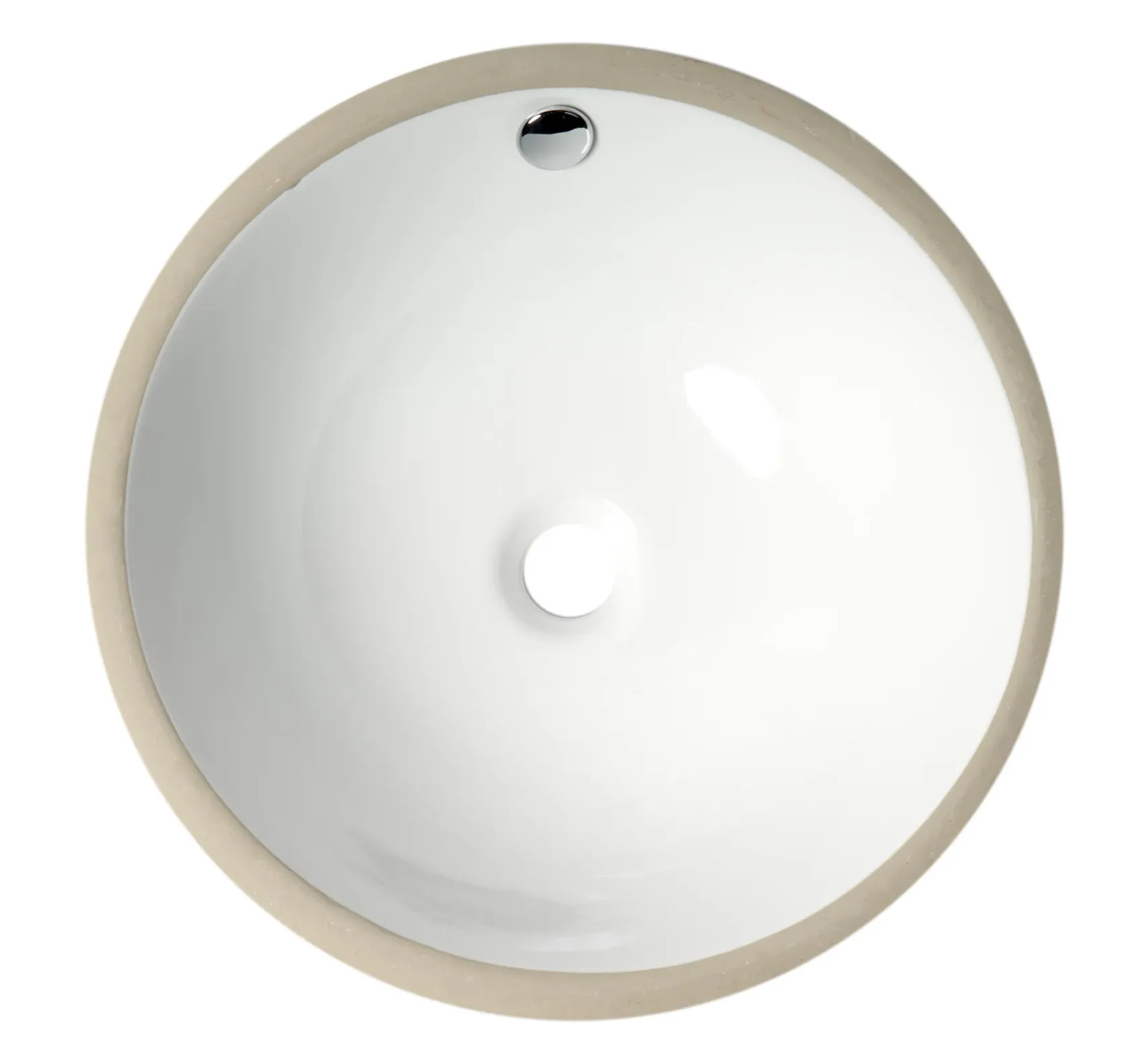 ALFI brand 16.88" x 16.88" Round Under Mount Porcelain Bathroom Sink, White, No Faucet Hole, ABC601