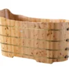 ALFI brand AB1103 59" Free Standing Cedar Wood Bathtub with Bench