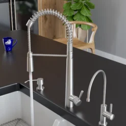 ALFI brand AB2039 Solid Stainless Steel Commercial Spring Kitchen Faucet