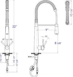 ALFI brand AB2039 Solid Stainless Steel Commercial Spring Kitchen Faucet