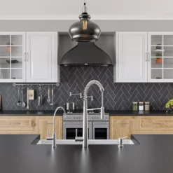 ALFI brand AB2039 Solid Stainless Steel Commercial Spring Kitchen Faucet