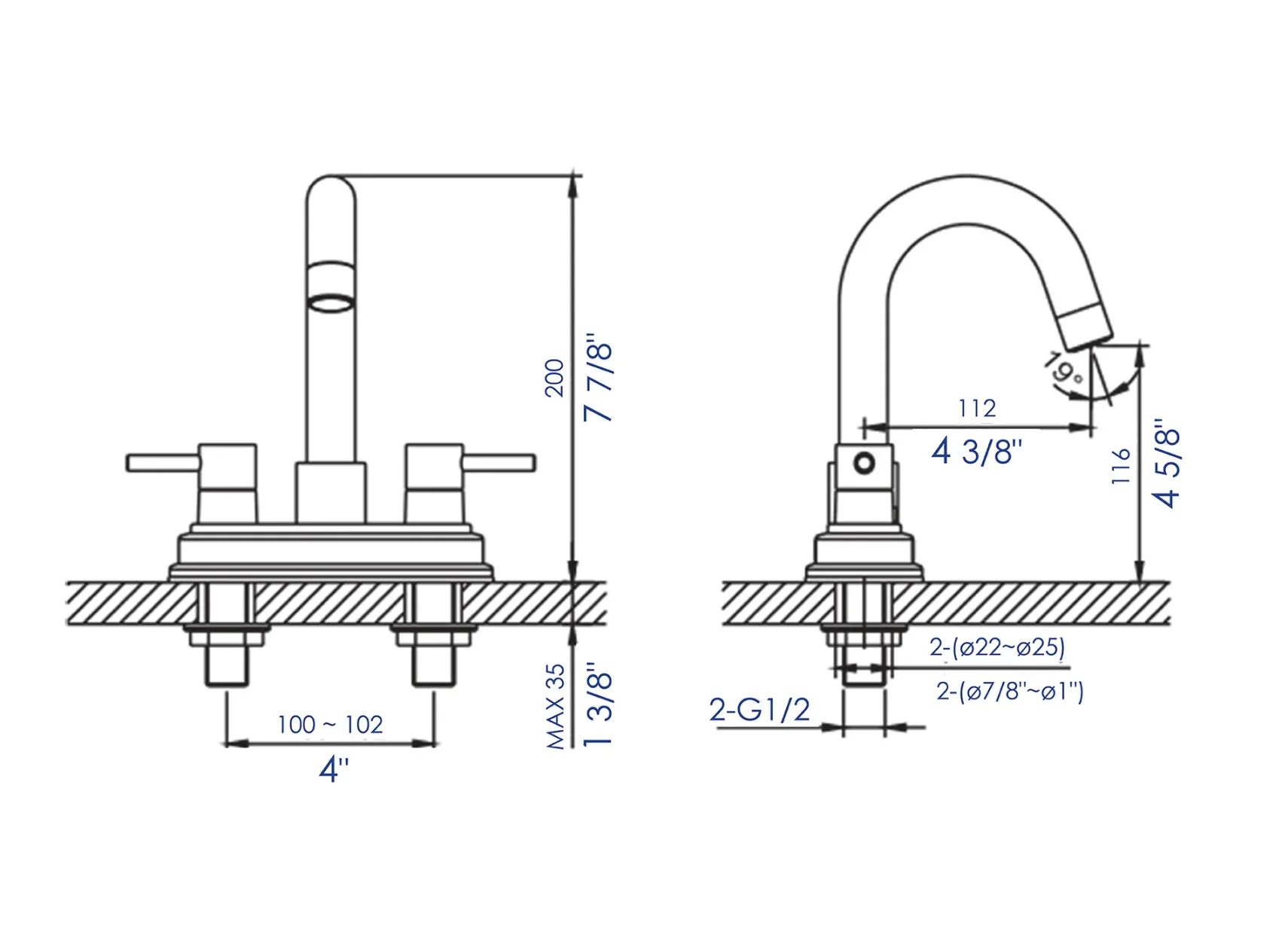 ALFI brand AB1400-BN Brushed Nickel Two-Handle 4'' Centerset Bathroom Faucet