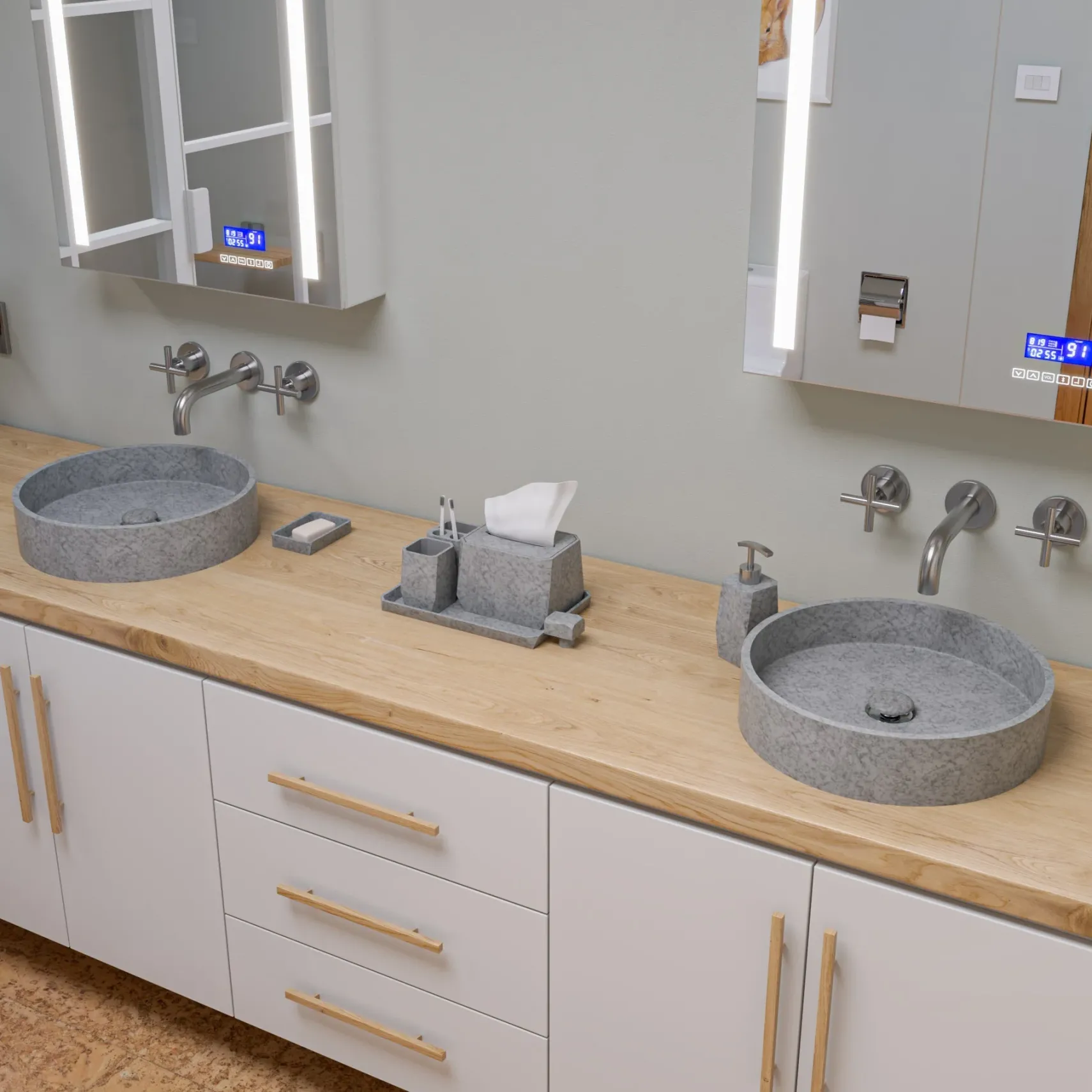 ALFI brand AB1035-BN Brushed Nickel 8" Widespread Wall-Mounted Cross Handle Faucet